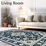 Indigo Hues Area Traditional Medallion Design Ivory Beige(Blue)