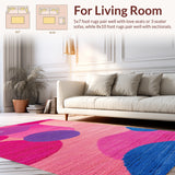 Ultra Soft Area Rug, Non Slip, Stain Resistant, Washable Area Rugs for Living Room, Bedroom, Handmade Abstract Wool(Pink)