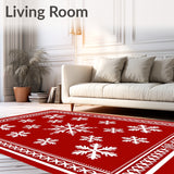 Festive Holiday Snowflake Doormat Entrance Welcome Yuletide(Red)
