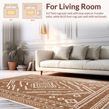 Ultra Soft Area Rug, Non Slip, Stain Resistant, Washable Area Rugs for Living Room, Bedroom, Western Aztec Non-Slip Living Room Rug(Brown)