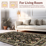 Ultra Soft Area Rug, Non Slip, Stain Resistant, Washable Area Rugs for Living Room, Bedroom, Soft Floral Vintage Living Room Rug(Beige)