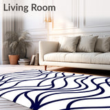 Nautical Wave Interlocking Contemporary Modern Stylish Decorative (Blue)