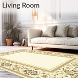 Geometric Borders and Subtle Floral Insets(Beige)