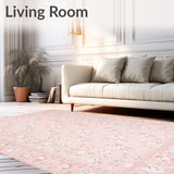 Blush Floral Bloom Rug for Girls Play Space and Nursery(Pink)