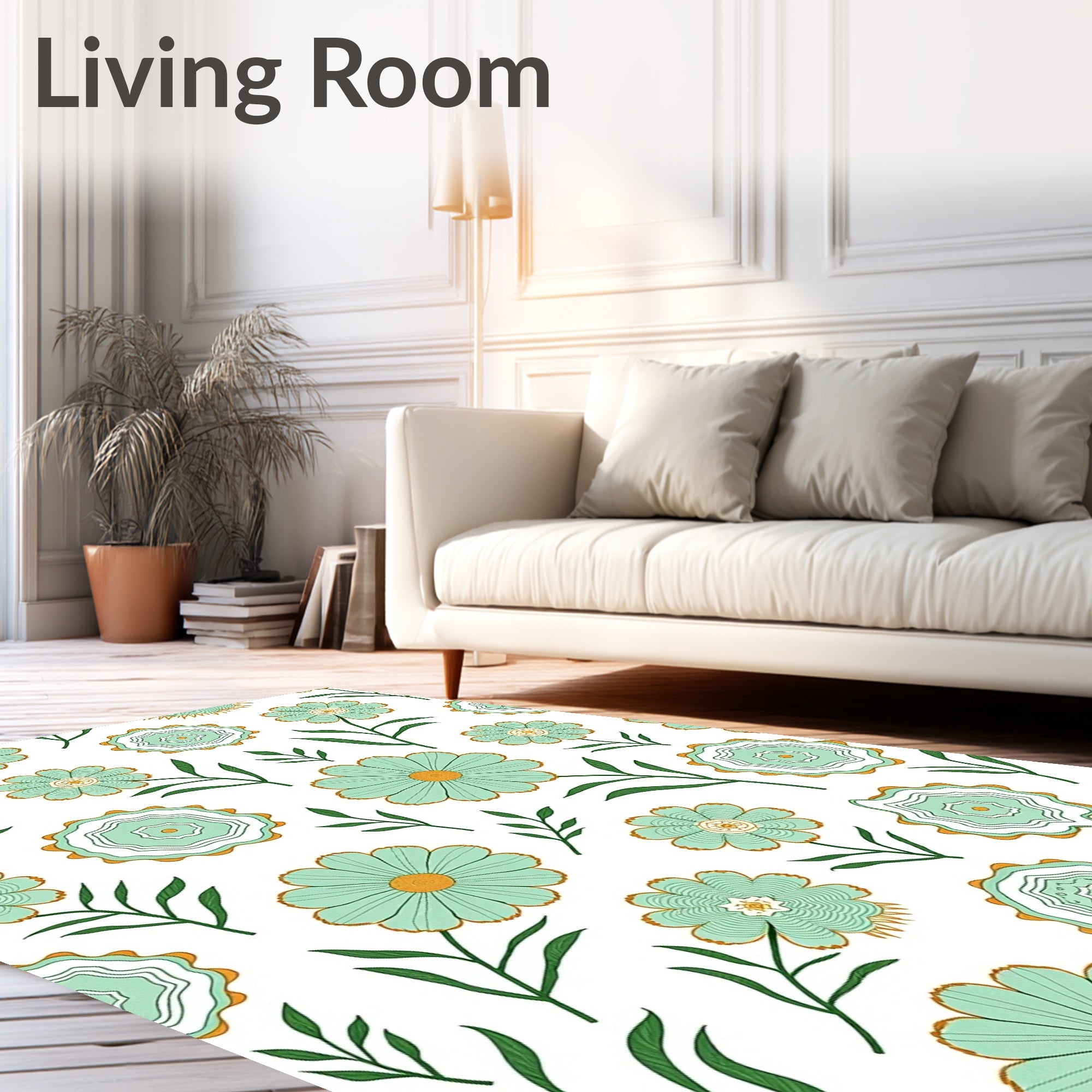 Intricate Botanical Scrollwork with Stylized Floral Accents (Green) - ODIKA