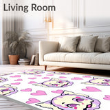 Adorable Kitten Portrait Design Floor with Hearts(Pink)