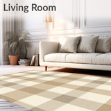Elegant Beige and Sand Toned Checkered with Layered Plaid Stripes(Beige)