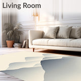 Misty Mountain Landscape Zen Brushwork Ethereal Watercolor Motif(Beige)