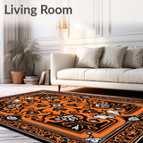 Baroque Skull Filigree Gothic Ornamental Horror Damask(Orange)