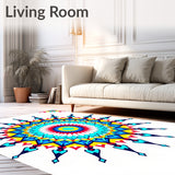 Sunburst Bohemian Style Floor with Knotted Fringe Finish (Blue)