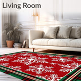 Festive Snowflake Holiday Accent With Decorative Plaid Border(Red)