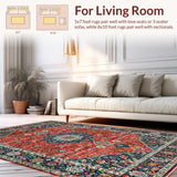 Ultra Soft Area Rug, Non Slip, Stain Resistant, Washable Area Rugs for Living Room, Bedroom, Boho Oriental Low-Pile(Red)