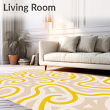 Modern Interlocking Maze Abstract With Subtle Brushstroke Motifs(Yellow)