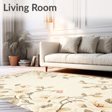 Chic Floral Area Whimsical Blossom Non Slip Flower Mat(Beige)