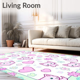 Kawaii Kitten Mosaic with Floral Accents and Motifs(Pink)