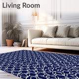 Hexagonal Honeycomb Modern Abstract Contemporary Design Floor Covering (Blue)