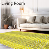 Checkerboard Grid Yellow Area Modern Floor Accent(Yellow)