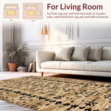 Ultra Soft Area Rug, Non Slip, Stain Resistant, Washable Area Rugs for Living Room, Bedroom, Rustic Caramel Western Living Room Accent Rug(Beige)
