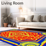 Sunrise Mosaic Interlocking Medallion with Radiant Motifs (Red)