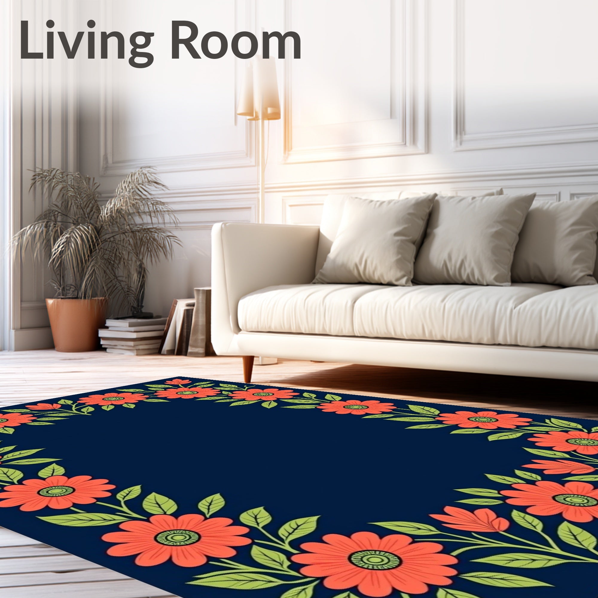 Folk Art Design Adorned with Playful Floral Motifs (Orange) - ODIKA