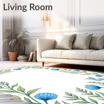 Vintage Botanical Garden Motifs with Delicate Petal Arrangements (Blue) - ODIKA