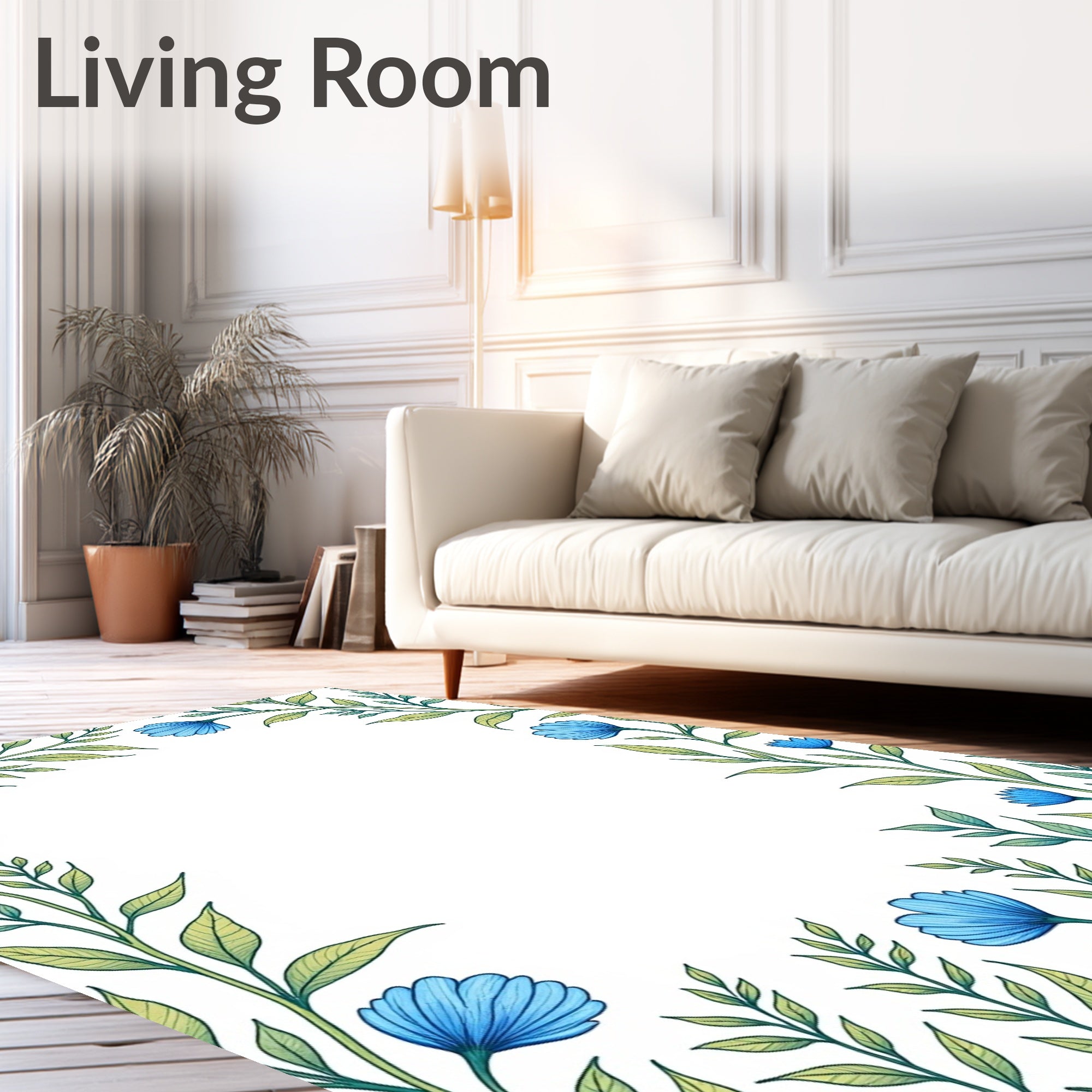 Vintage Botanical Garden Motifs with Delicate Petal Arrangements (Blue) - ODIKA