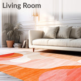 Coral Swirl Rug with Stain Resistant Finish and Non Slip Base(Red)