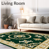 Heritage Damask Motif with Ornamental Arabesque Detailing(Green)