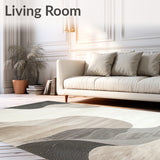 Abstract Waves Modern Area Beige Grey(Beige)