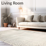 Contemporary Area Featuring Subtle Beige and Grey Abstract Spotted Motif(Beige)
