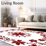 Floral Botanical Shag Featuring Garden Inspired Petal Motifs (Red)