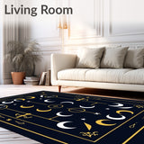 Mystical Lunar Phase Tapestry Divination Esoteric Night Sky(Black)