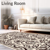 Vintage Swirl Medallion with Ornate Botanical Motifs (Beige)