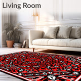 Festive Snowflake Mosaic with Elegant Tree Silhouettes(Red)