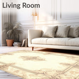 Ornamental Damask with Curved Filigree and Vintage Rococo Accents(Beige)
