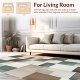Ultra Soft Area Rug, Non Slip, Stain Resistant, Washable Area Rugs for Living Room, Bedroom, modern patchwork cotton washable(Beige)