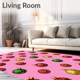 Christmas Tree Ornament Doormat Festive Bauble Motif Holiday(Pink)