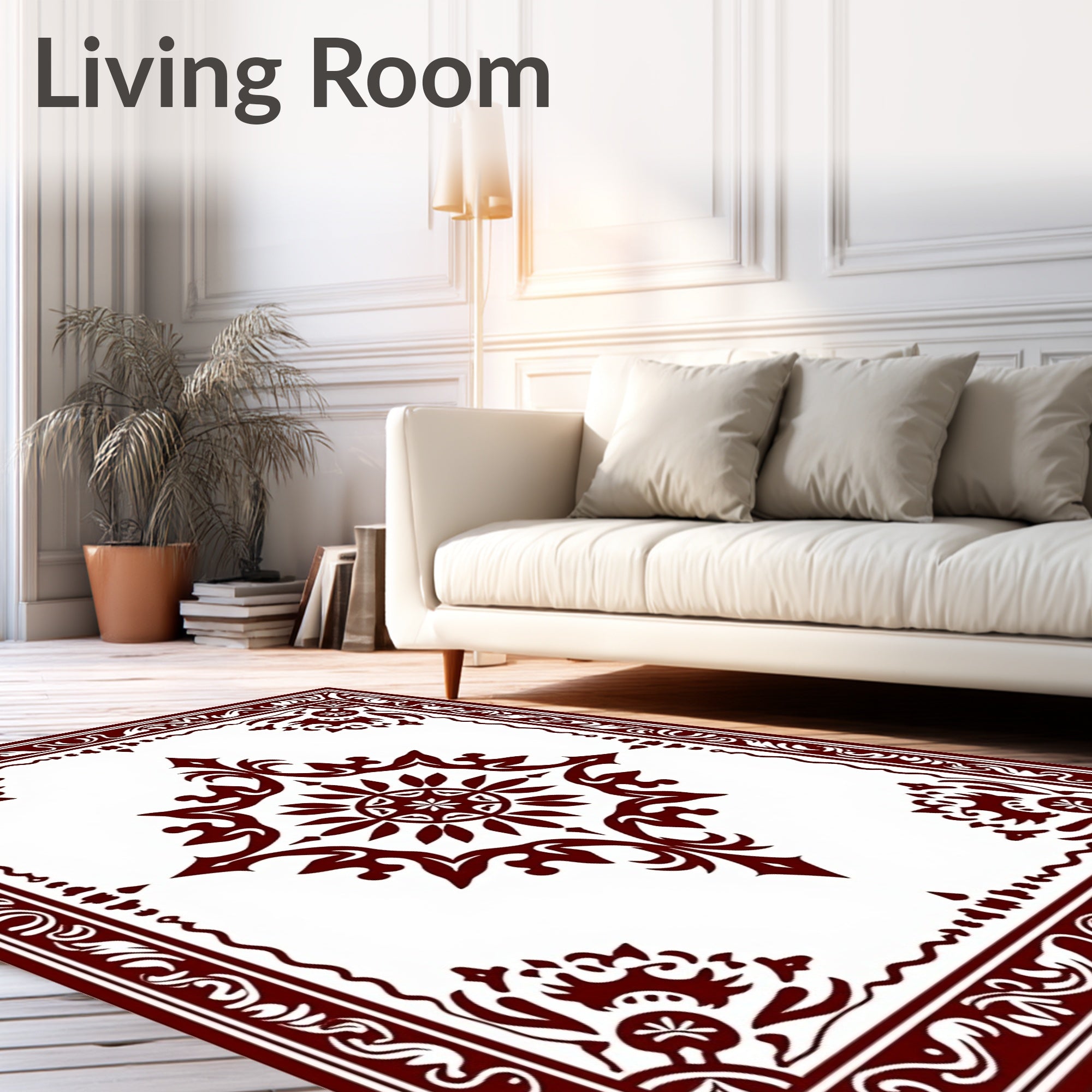 Medallion Flourish Design with Botanical Border Frame (Brown) - ODIKA