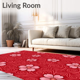 Enchanted Garden Bloom Tapestry With Artistic Swirl(Red)