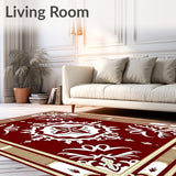 Classic Yuletide Damask with Baroque Festoon Motifs(Burgundy)