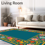 Botanical Garden Tapestry With Vibrant Floral(Teal)