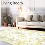 Beige Area Contemporary Geometric Boho Style(Yellow)