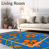 Botanical Medley with Autumnal Vine Motifs and Whimsical Petals(Blue)