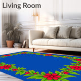 Frosted Holly with Interlocking Berry Sprigs and Classic Scrolls(Blue)