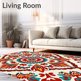 Sunburst Medallion Interlocking with Folk Art Flourishes(Red)