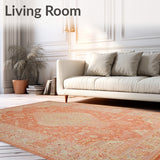 Woven Elegance Area Featuring Subtle Geometric(Orange)