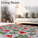 Festive Bell Motif with Holly Leaves and Snowflake Accents Design(Red)