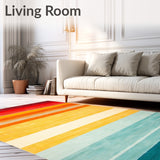 Boho Sunrise Stripe Rug With Easy Clean Surface For Versatile Decorating(Red)