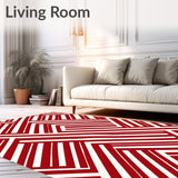 Festive Cane Stripe Geometric Floor Covering(Red)