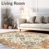 Artisan Inspired Medallion with Harmonious Geometric Floral Designs(Orange)